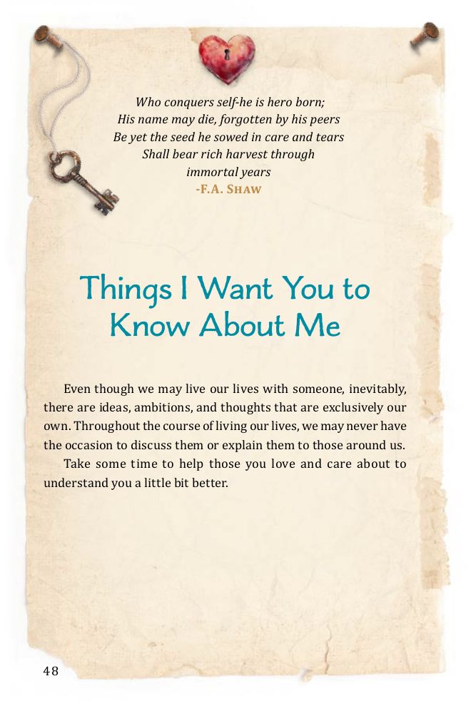 Sample page from the Treasures of Your Heart section